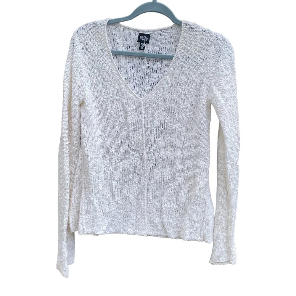 EILEEN FISHER LINEN V-NECK SWEATER